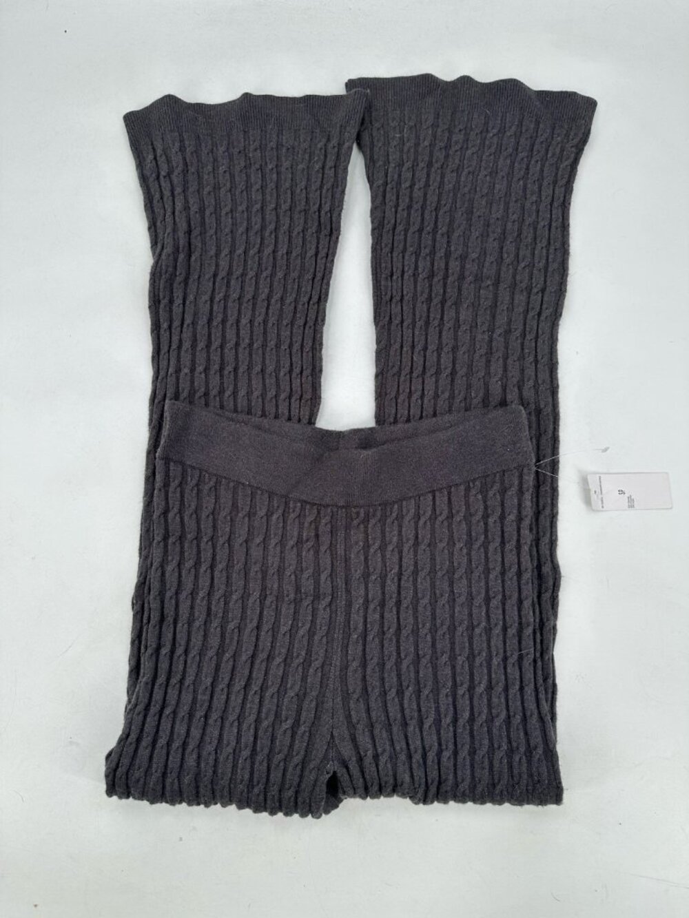 House of Harlow 1960 Pants Knit Sweater Gray Cable Knit Sparkle Retro Flare Smal